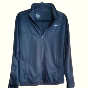 Nike Zip Front Black Med Jacket w/ Grey Sleeve Stripe